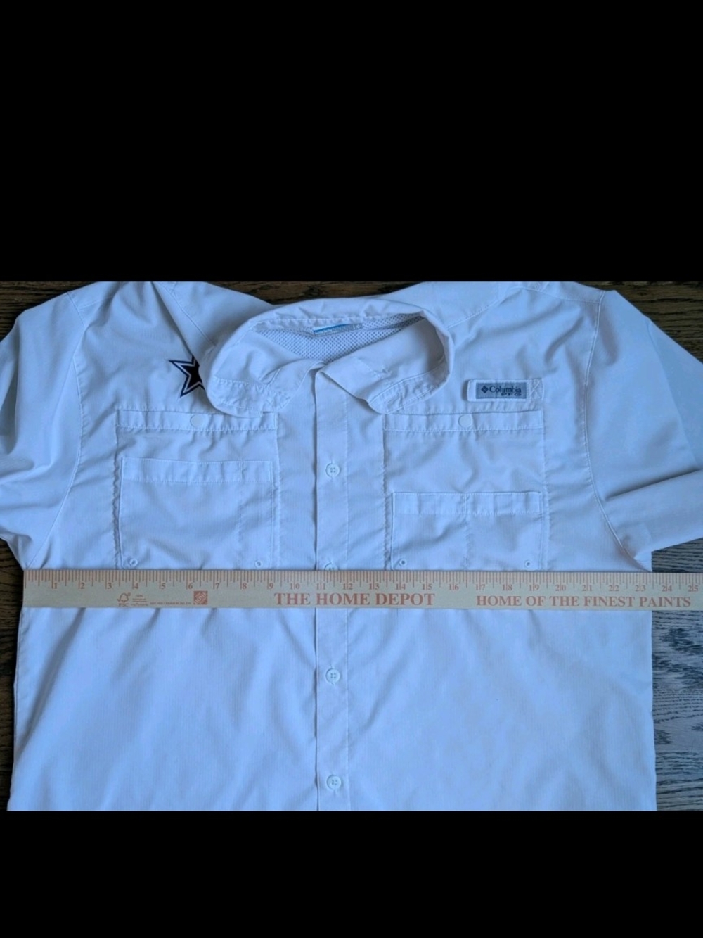 Columbia PFG Tamiami Dallas Cowboys Fishing Shirt Mens Large White Short Sleeve - Picture 14 of 15